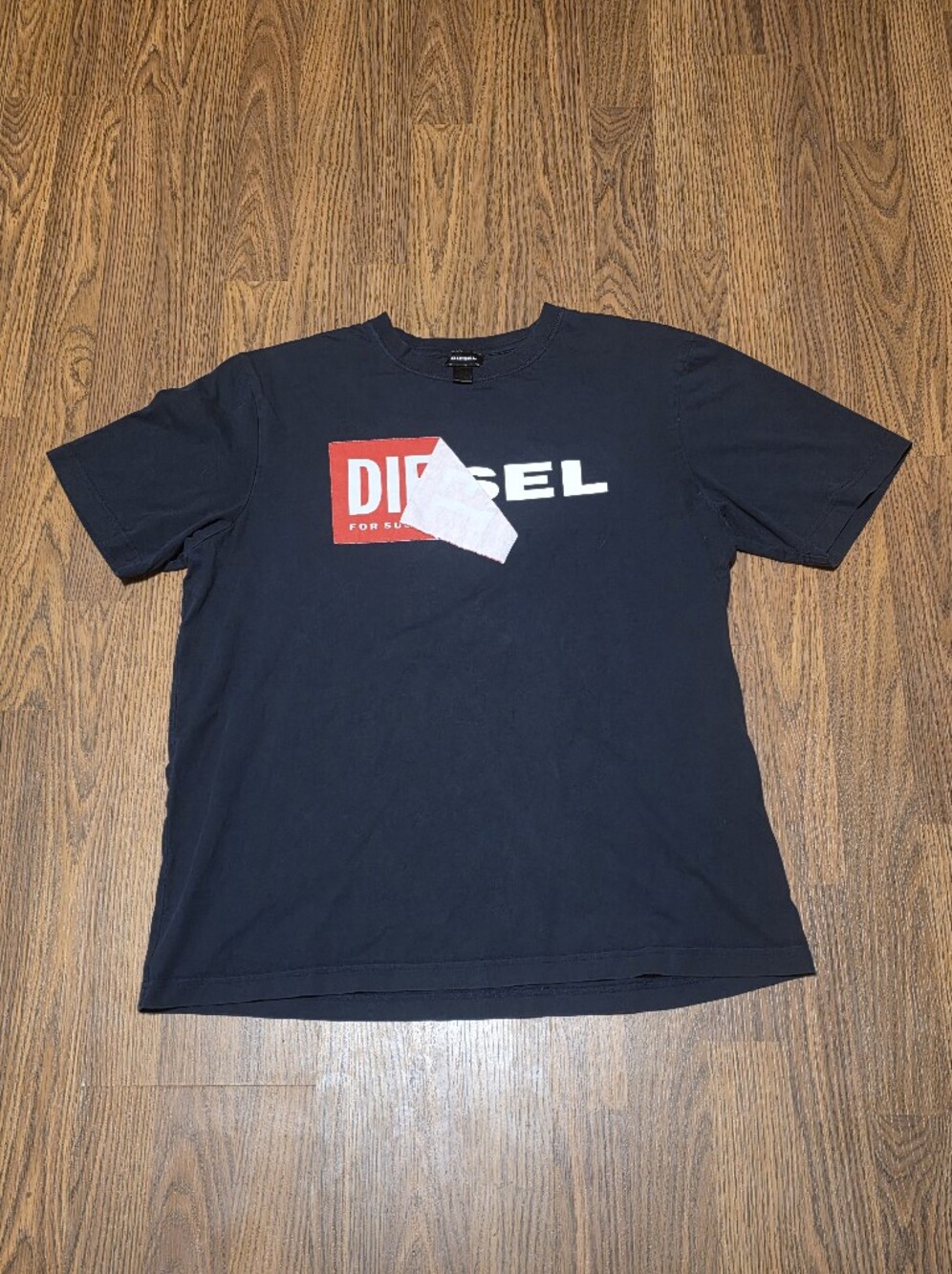 Diesel T-Diego-QA Box Logo Crewneck Tee Navy Blue Men's L Y2K Designer T-Shit